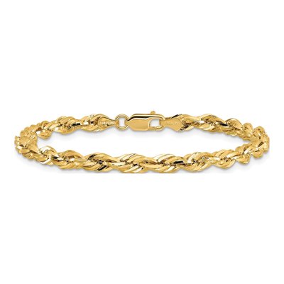 14K Yellow Gold 4.25mm Semi-Solid Rope Chain Bracelet – view 4