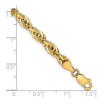 14K Yellow Gold 4.75mm Semi-Solid Rope Chain Bracelet – view 3