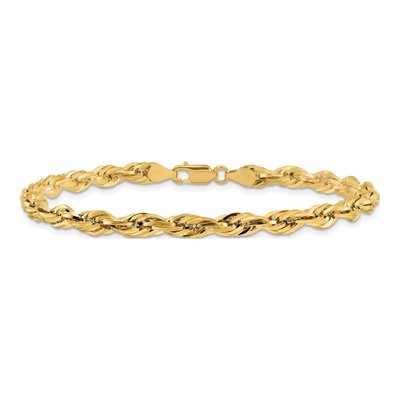 14K Yellow Gold 4.75mm Semi-Solid Rope Chain Bracelet – view 4