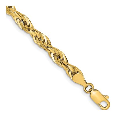 14K Yellow Gold 4.75mm Semi-Solid Rope Chain Bracelet