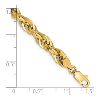 14K Yellow Gold 5.4mm Semi-Solid Rope Chain Bracelet – view 3