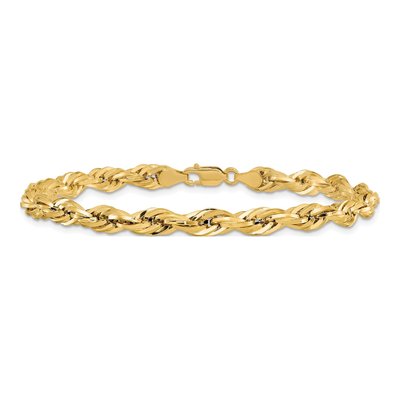 14K Yellow Gold 5.4mm Semi-Solid Rope Chain Bracelet – view 4