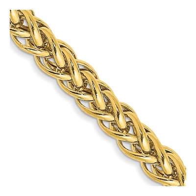 14K Yellow Gold 3.5mm Semi-Solid Wheat Chain