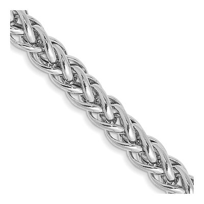 14K White Gold 3.5mm Semi-Solid 3-Wire Wheat Chain
