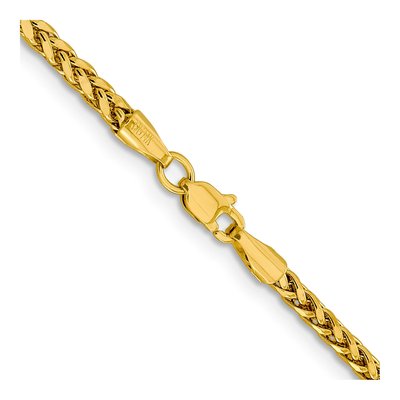 14K Yellow Gold 2.5mm Semi-Solid Diamond-Cut Wheat Chain – view 5