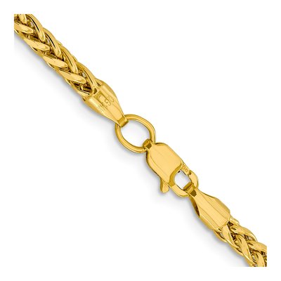 14K Yellow Gold 3.1mm Semi-Solid Diamond-Cut Wheat Chain – view 5