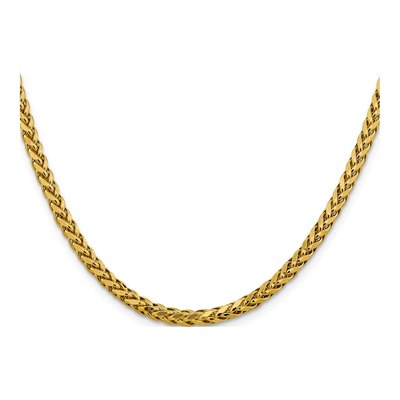 14K Yellow Gold 3.7mm Semi-Solid Diamond-Cut Wheat Chain – view 2