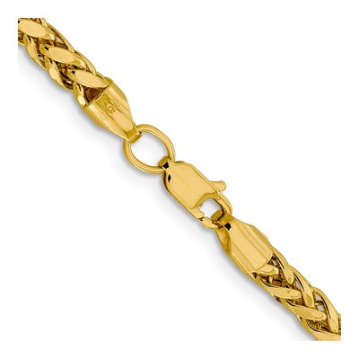 14K Yellow Gold 3.7mm Semi-Solid Diamond-Cut Wheat Chain – view 3