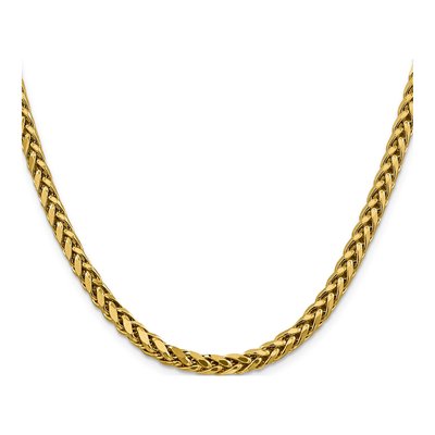 14K Yellow Gold 5mm Semi-Solid Diamond-Cut Wheat Chain – view 2