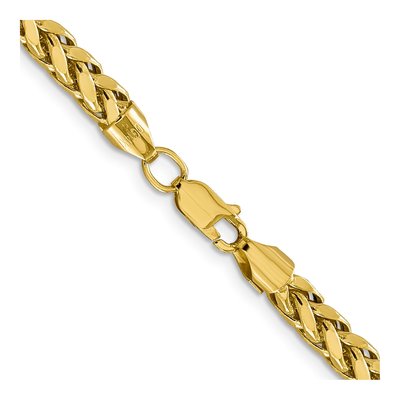 14K Yellow Gold 5mm Semi-Solid Diamond-Cut Wheat Chain – view 3