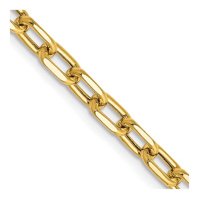 14K Yellow Gold 3.7mm Semi-Solid Diamond-Cut Open Cable Chain