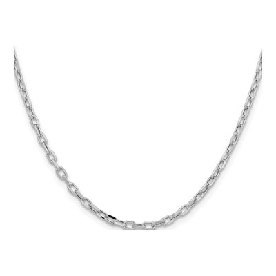 14K White Gold 3mm Semi-Solid Diamond-Cut Open Cable Chain – view 3
