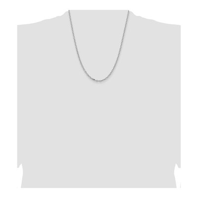 14K White Gold 3mm Semi-Solid Diamond-Cut Open Cable Chain – view 5