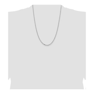 14K White Gold 3mm Semi-Solid Diamond-Cut Open Cable Chain – view 5