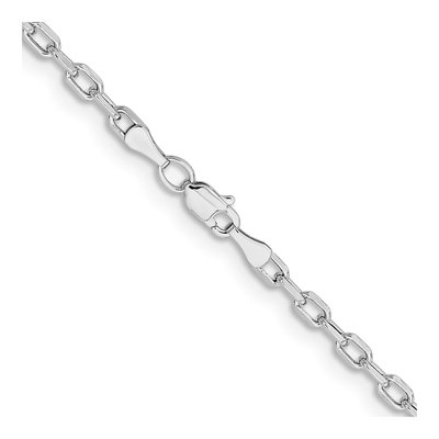 14K White Gold 3mm Semi-Solid Diamond-Cut Open Cable Chain – view 4