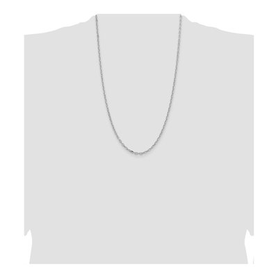 14K White Gold 3mm Semi-Solid Diamond-Cut Open Cable Chain – view 5