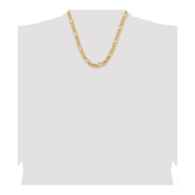 14K Yellow Gold 8.5mm Semi-Solid Figaro Chain – view 4