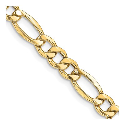 14K Yellow Gold 8.5mm Semi-Solid Figaro Chain