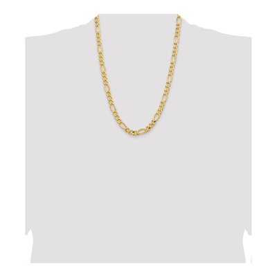 14K Yellow Gold 8.5mm Semi-Solid Figaro Chain – view 4
