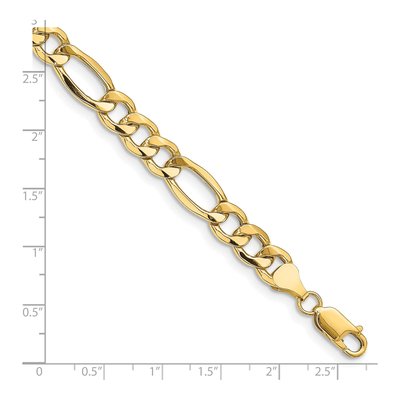 14K Yellow Gold 8.5mm Semi-Solid Figaro Chain Bracelet – view 3