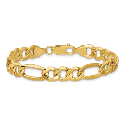14K Yellow Gold 8.5mm Semi-Solid Figaro Chain Bracelet – view 4