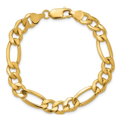 14K Yellow Gold 8.5mm Semi-Solid Figaro Chain Bracelet – view 5