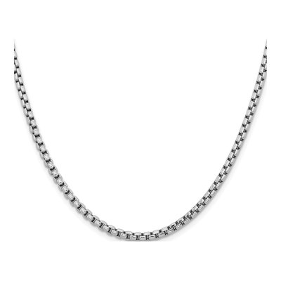 14K White Gold 3.6mm Semi-Solid Round Box Chain – view 3