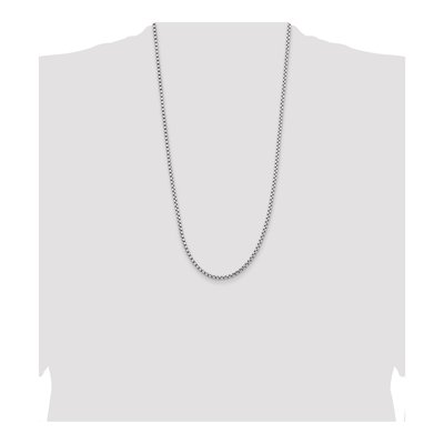 14K White Gold 3.6mm Semi-Solid Round Box Chain – view 5