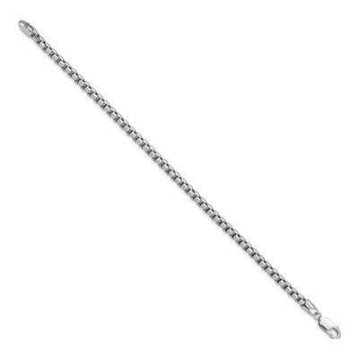 14K White Gold 3.6mm Semi-Solid Round Box Chain Bracelet – view 3
