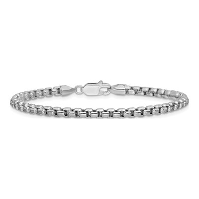 14K White Gold 3.6mm Semi-Solid Round Box Chain Bracelet – view 5