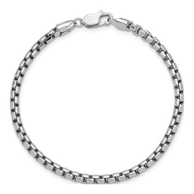 14K White Gold 3.6mm Semi-Solid Round Box Chain Bracelet – view 6
