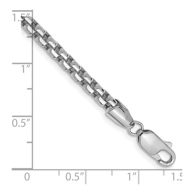14K White Gold 3.6mm Semi-Solid Round Box Chain Bracelet – view 4