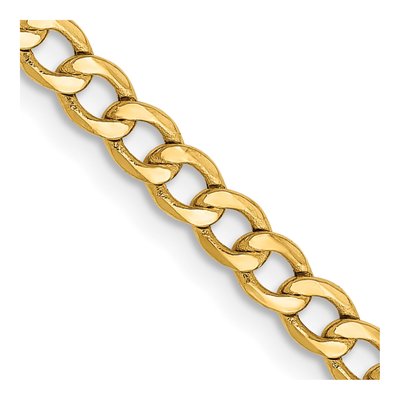 14K Yellow Gold 2.85mm Semi-Solid Curb Chain