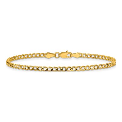 14K Yellow Gold 2.85mm Semi-Solid Curb Chain Bracelet – view 4