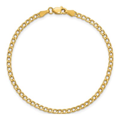 14K Yellow Gold 2.85mm Semi-Solid Curb Chain Bracelet – view 5