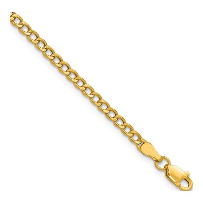 14K Yellow Gold 2.85mm Semi-Solid Curb Chain Bracelet