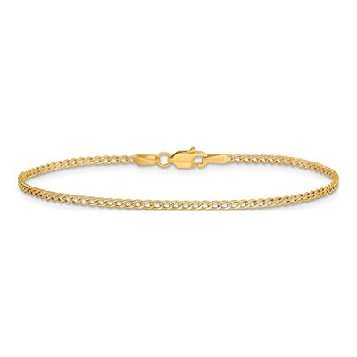 14K Yellow Gold 1.85mm Semi-Solid Curb Chain Bracelet – view 4