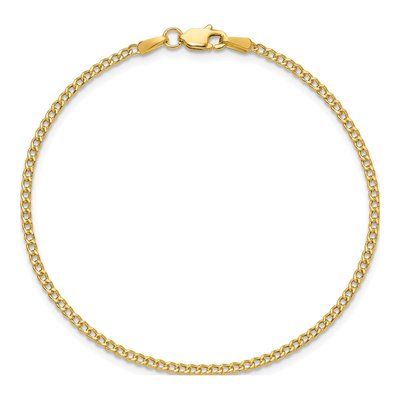 14K Yellow Gold 1.85mm Semi-Solid Curb Chain Bracelet – view 5