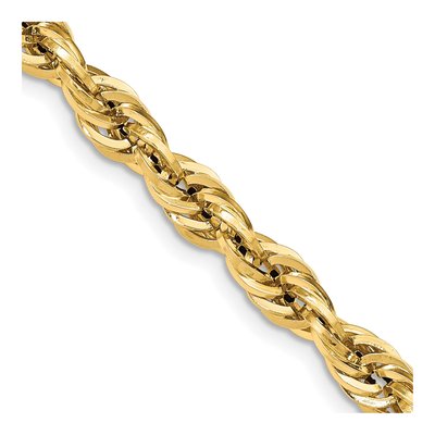 14K Yellow Gold 7mm Semi-Solid Rope Chain