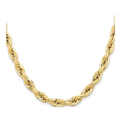 14K Yellow Gold 7mm Semi-Solid Rope Chain – view 2