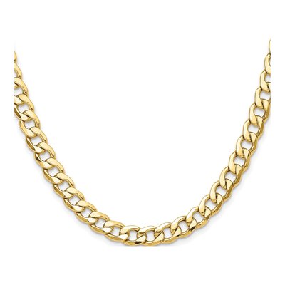14K Yellow Gold 7.5mm Semi-Solid Curb Chain – view 2