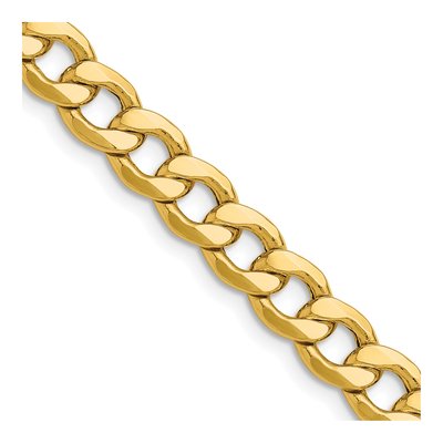 14K Yellow Gold 7.5mm Semi-Solid Curb Chain