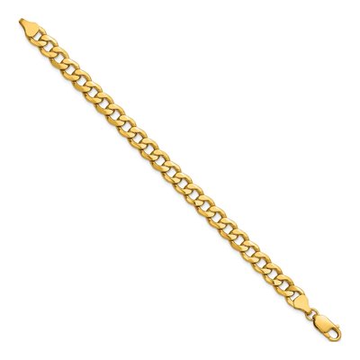 14K Yellow Gold 7.5mm Semi-Solid Curb Chain Bracelet – view 2