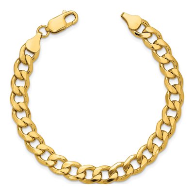 14K Yellow Gold 7.5mm Semi-Solid Curb Chain Bracelet – view 4