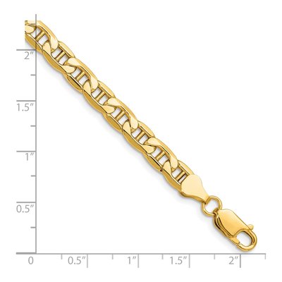 14K Yellow Gold 6.25mm Semi-Solid Anchor Chain Bracelet – view 2