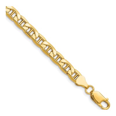14K Yellow Gold 6.25mm Semi-Solid Anchor Chain Bracelet