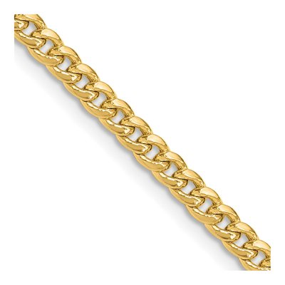 14K Yellow Gold 3.5mm Semi-Solid Miami Cuban Chain