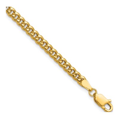 14K Yellow Gold 3.5mm Semi-Solid Miami Cuban Chain Bracelet