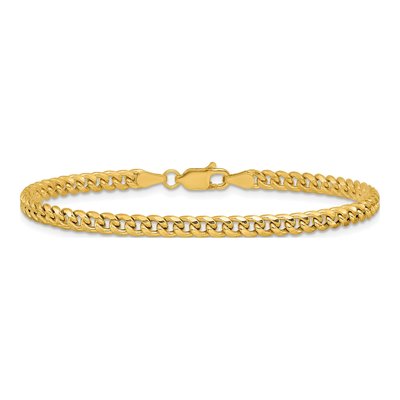 14K Yellow Gold 3.5mm Semi-Solid Miami Cuban Chain Anklet – view 3