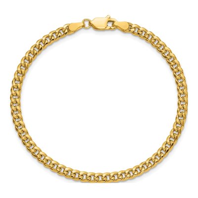 14K Yellow Gold 3.5mm Semi-Solid Miami Cuban Chain Anklet – view 4